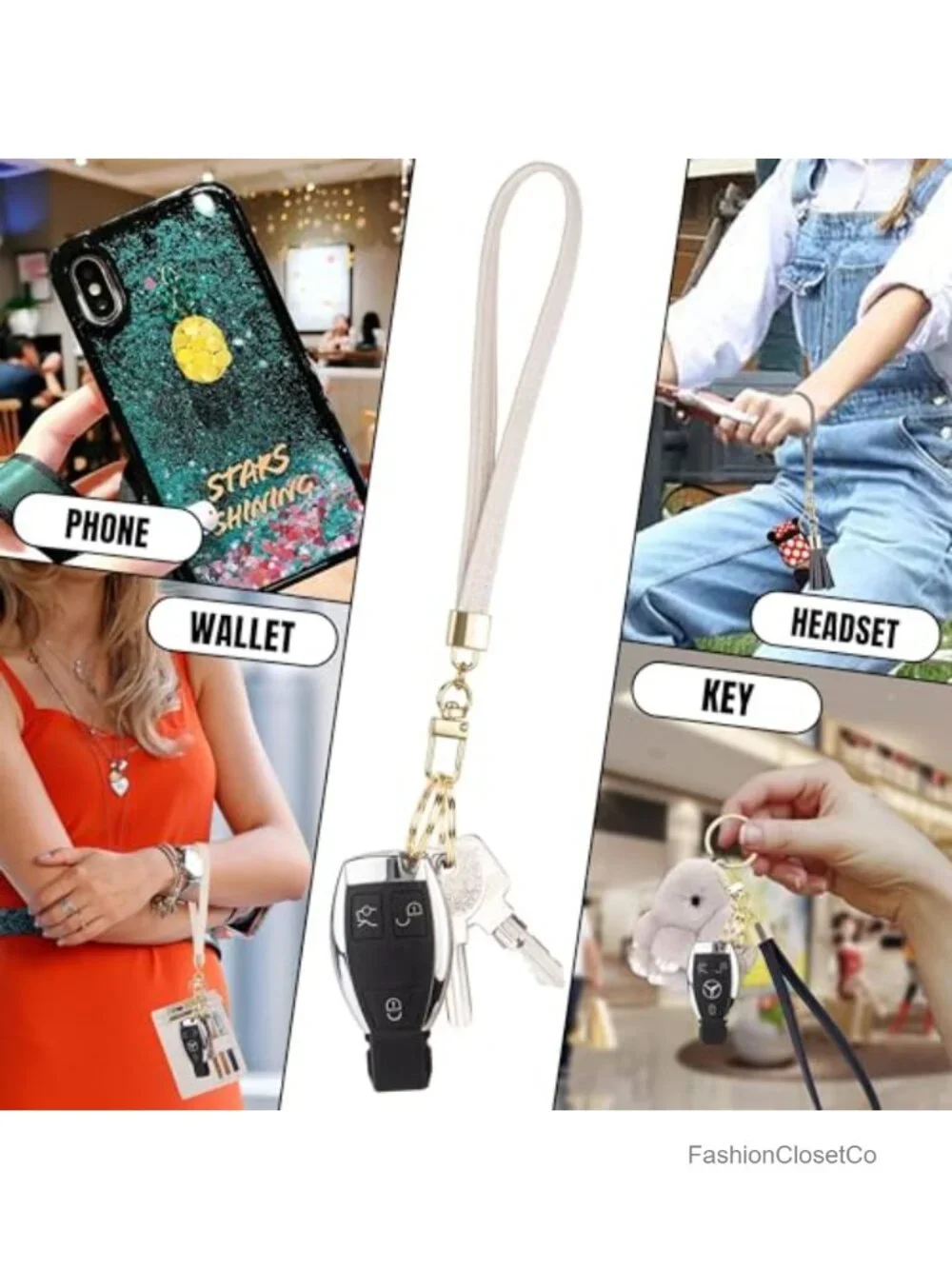 RFID Blocking Wristlet Keychain Wallet with Card Slots and Zipper Compartment